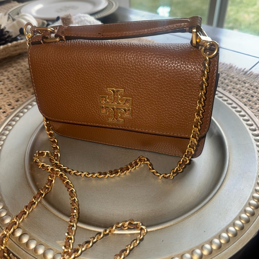 Tory Burch Brown Crossbody Bag with Gold Chain